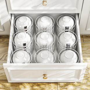 森花厨房抽屉内置碗架家用倒扣式沥水架收纳神器晾干叠加放碗柜