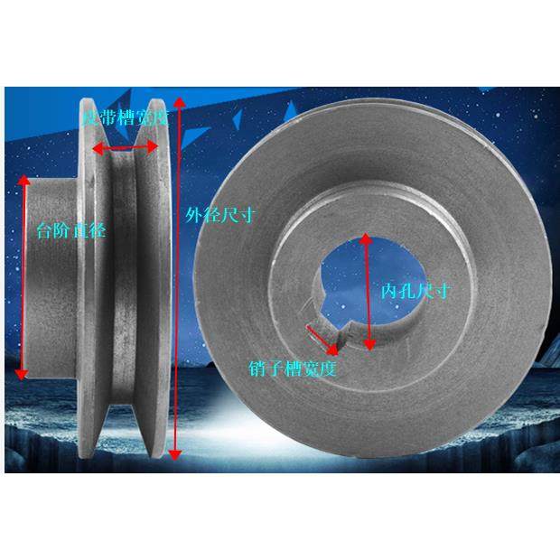 a型电机带轮单水槽铸铁皮带盘二槽双水槽1A三角皮带轮带轮b/c型