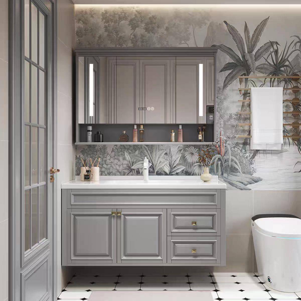 橡木浴室柜极窄40厘米宽浴室深45厘米洗脸盆洗脸柜组合