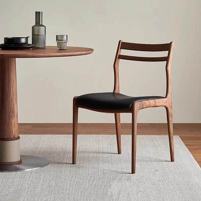 实木餐椅中古风饭厅家用高级感吃饭椅子意式极简设计师北欧书桌椅