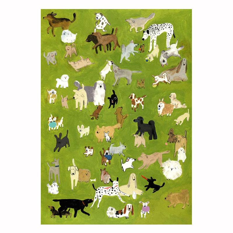 简约北欧ins治愈小众艺术海报dogpark韩国水彩狗狗装饰画 画芯贴图片
