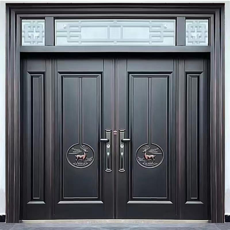 别墅大门双开门锌合金铸铝门农村自建房家用进户门堂屋客厅入户门