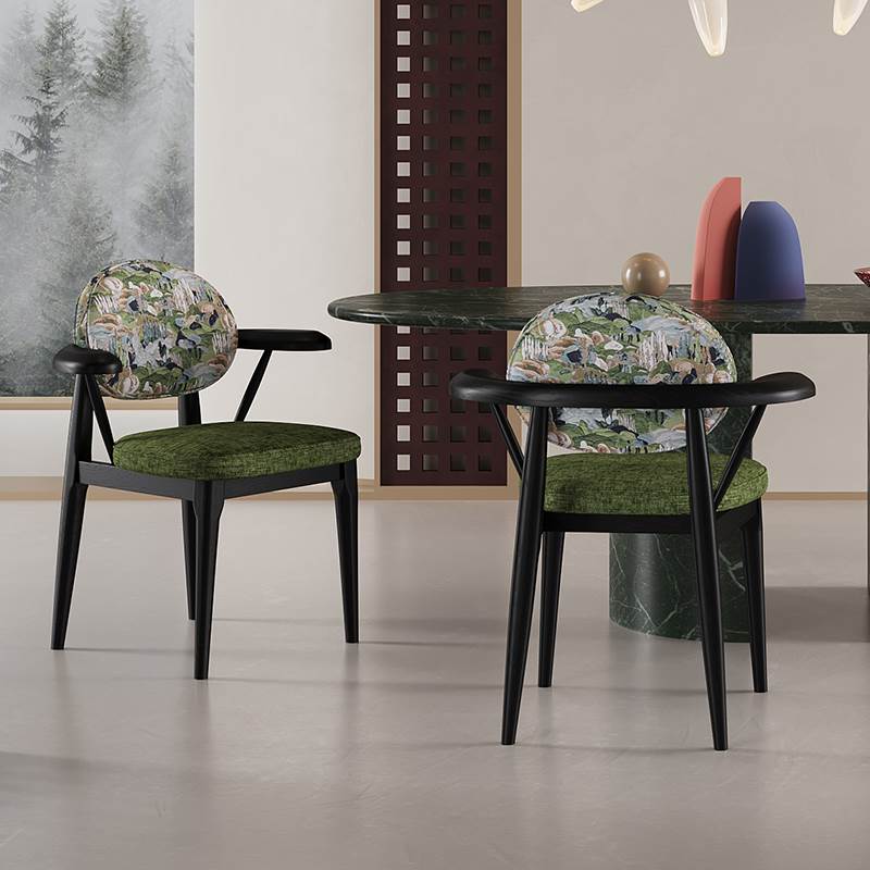 意大利实木餐椅家居设计师酒店椅与扶手古董风格咖啡餐厅桌背椅