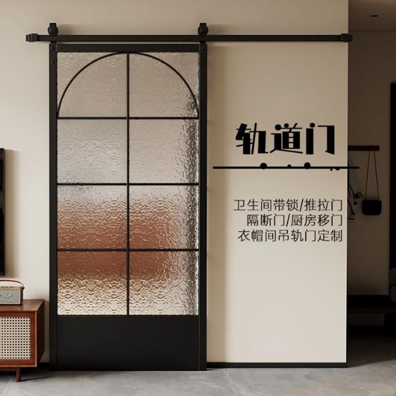 法式复古吊轨门谷仓门卫生间简约玻璃门厕所书房卧室厨房门推拉门