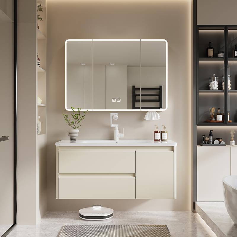 加厚不锈钢蜂窝铝圆弧形浴室柜组合一体陶瓷盆洗脸洗手盆洗漱台盆