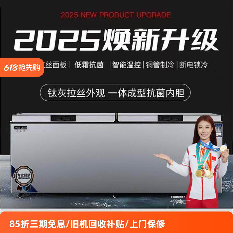 北极川 智能节能大冰柜商用家用大容量卧式冷柜保鲜冷冻冰箱电器