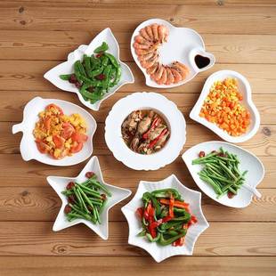白色异形盘子菜盘商用酒店餐盘餐具创意造型碟子菜碟陶瓷饭店专用