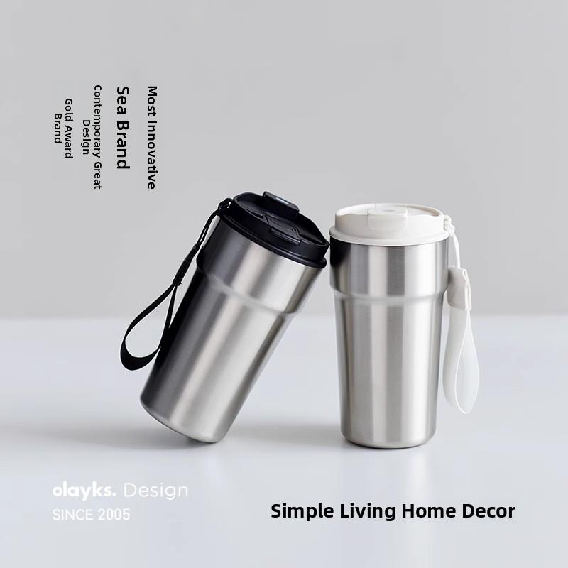 olayks立时没事杯保温杯女保冷便携316不锈钢咖啡杯500ml吸管水杯