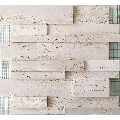 米白洞石马赛克墙贴天然大理石3d文化石吧台背景墙文化砖客厅阳台