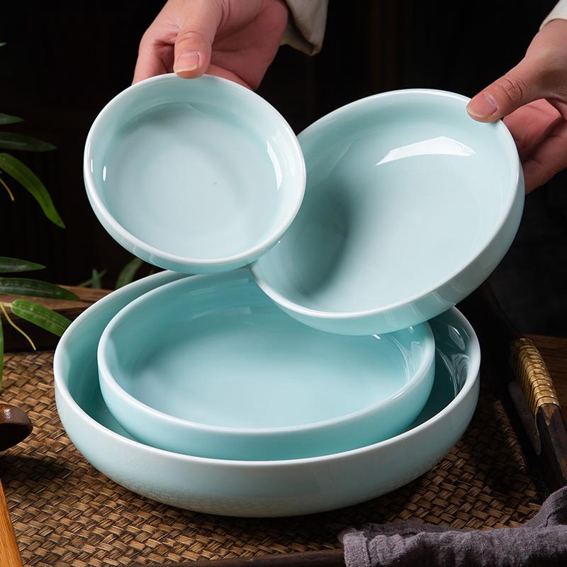 影青浅碗敞口广口矮碗宽口浅底碗泡菜碗中式复古酒店饭店商用餐具