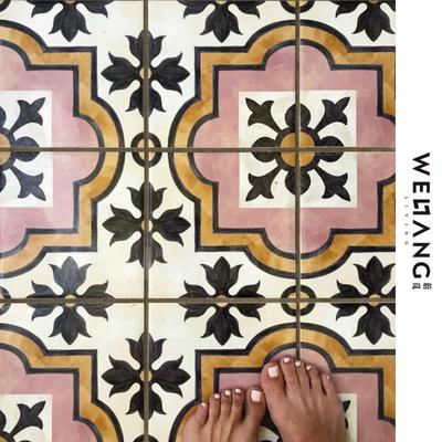 法式复古小花砖粉色黑色手绘瓷砖厨房阳台浴室花园连锁酒店墙地砖