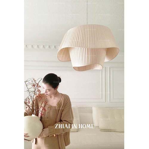 法国中世纪褶皱织物吊灯Wabi-Sabi风格客厅卧室灯奶油风格餐厅装