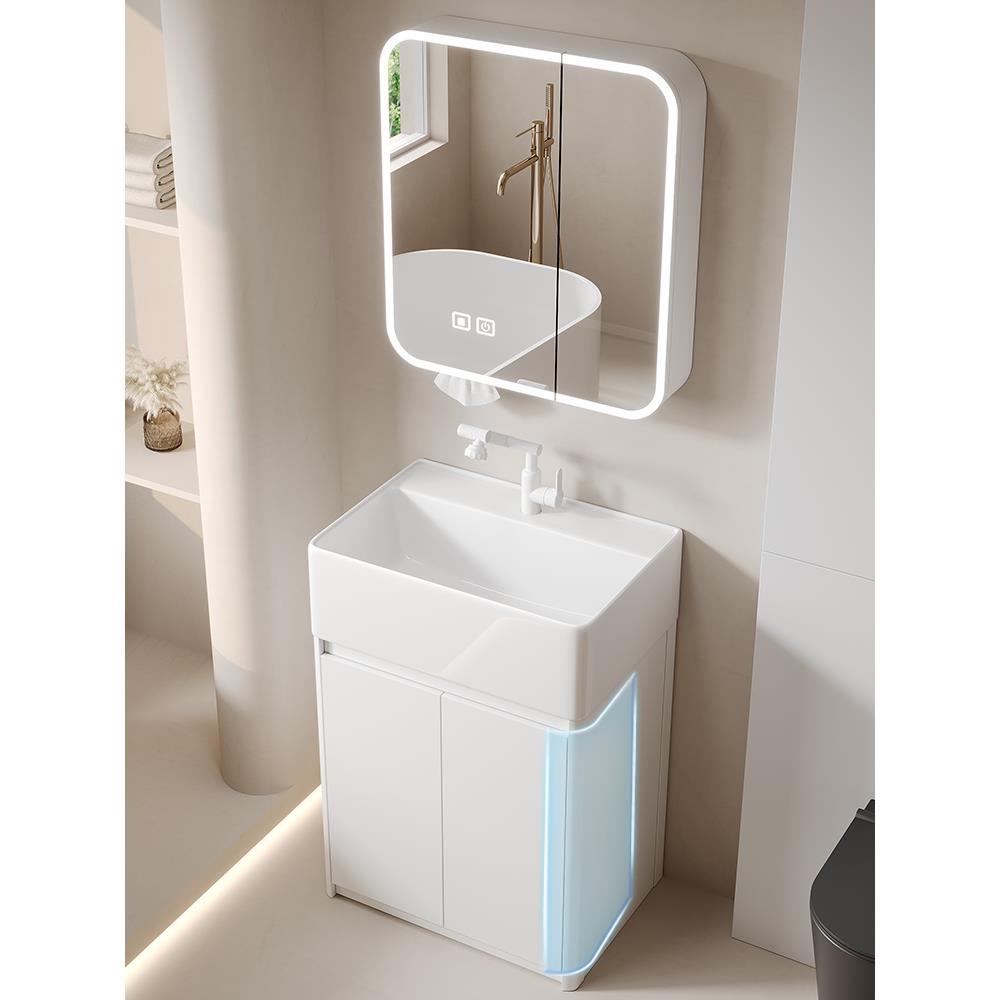 小户型洗手盆柜组合蜂窝铝浴室柜陶瓷一体加深洗脸盆落地式洗漱台