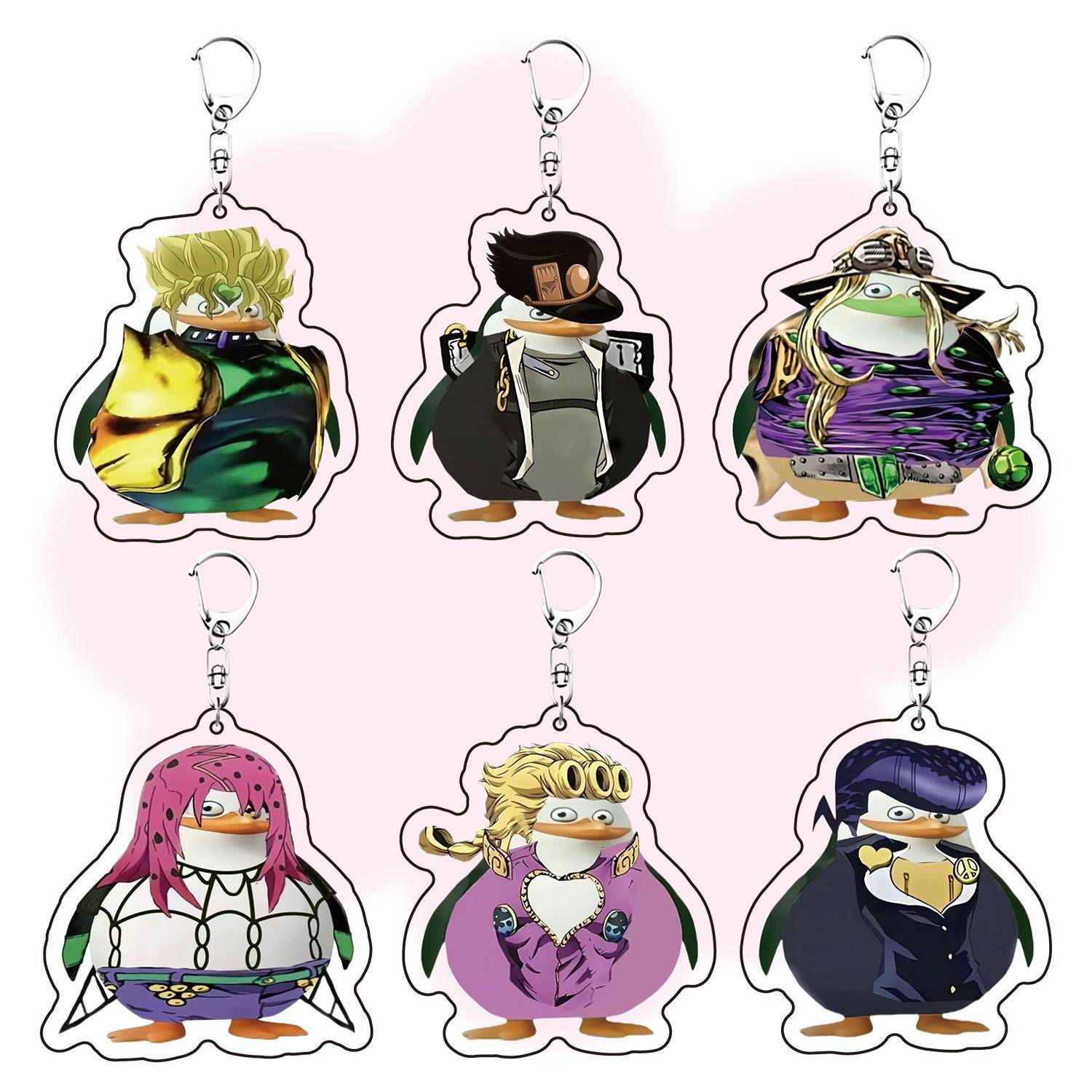 JOJO的奇妙冒险周边钥匙扣企鹅乔纳森亚克力书包装饰挂件钥匙链