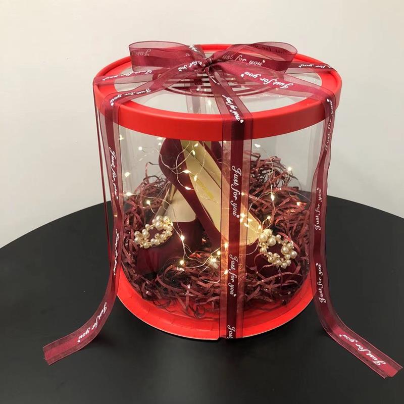 套圈婚鞋盒结婚接亲堵门整蛊伴郎游戏道具婚礼透明diy装饰婚鞋盒