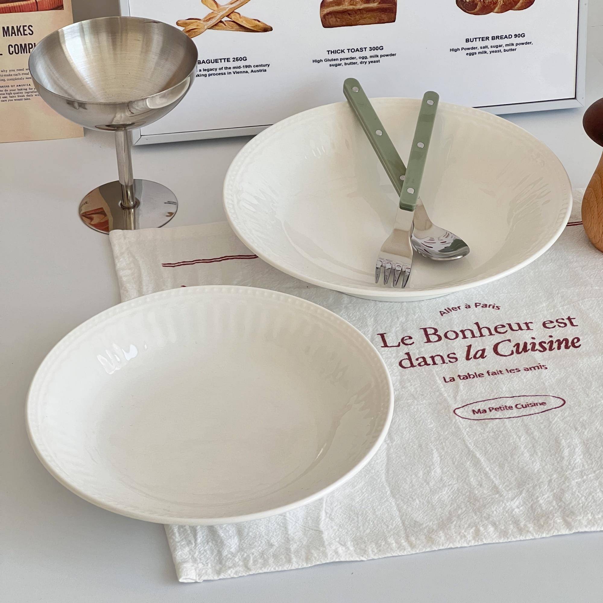 微瑕陶瓷纯白8英寸圆盘家用菜盘早餐盘热菜盘好看的盘子饭盘汤盘