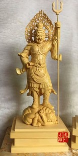 黄杨木雕实木雕刻唐密东密四大天王护法如法手工雕刻