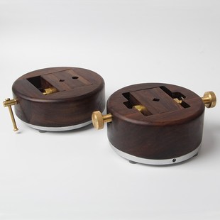 实木旋转印床圆形底座转盘夹木篆刻装印章雕刻黑檀黄铜印床