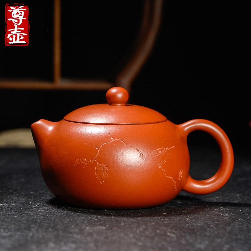 尊壶宜兴纯全手工西施紫砂壶名家捡漏原矿刻绘朱泥家用泡茶壶茶具