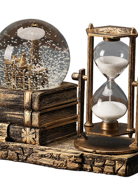 水晶球沙漏家居创意房间饰品电视柜酒柜桌面装饰客厅自动飘雪