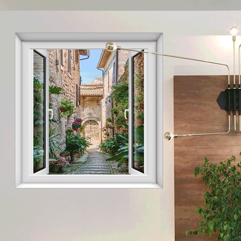 欧式立体仿真假窗户贴画空间延伸风景装饰墙贴餐厅玄关墙面贴纸图片