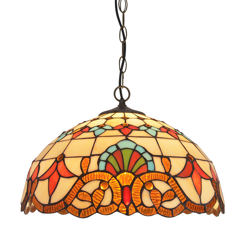 欧式复古彩色玻璃酒吧西餐厅创意田园卧室玄关琉璃巴洛克风格吊灯