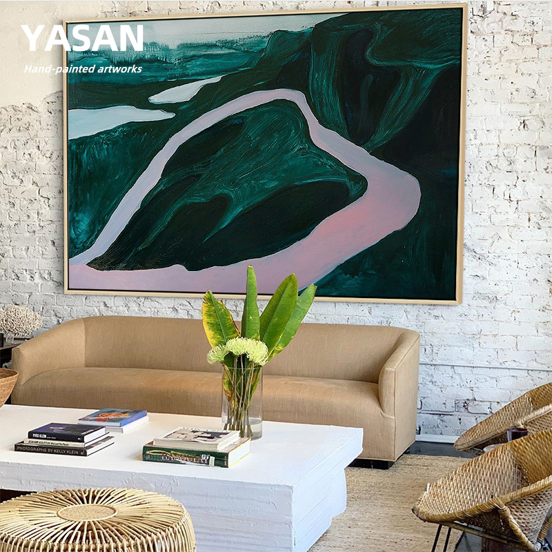 YASAN 简约现代客厅装饰画手绘大幅风景挂画卧室走廊玄关抽象油画图片