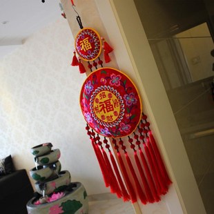 民族风刺绣布艺玄关壁挂 家居客厅玄关背景墙挂件店铺餐馆装饰品