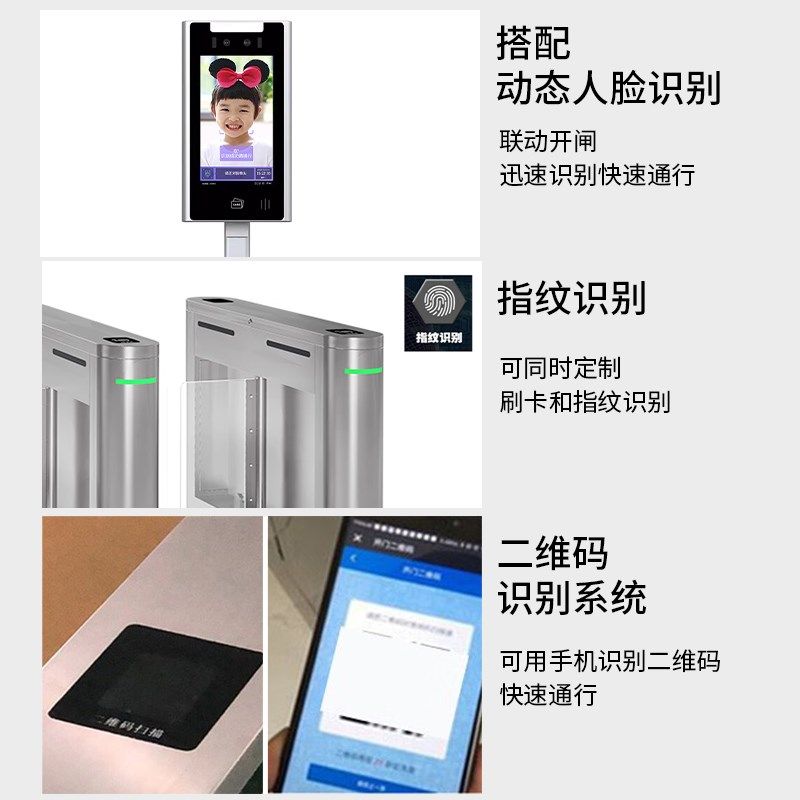 网云盟人行通道闸机人脸识别小区摆闸单位写字楼通道闸刷卡一体机