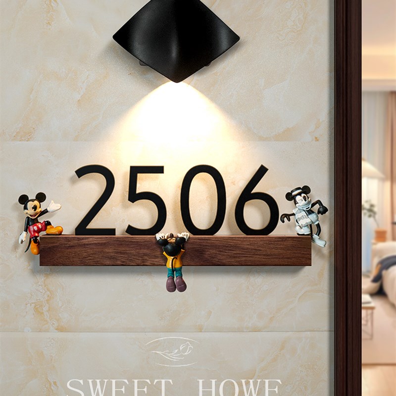 门牌号码牌家用入户门牌装饰创意轻奢发光门牌灯订制网红风挂牌门