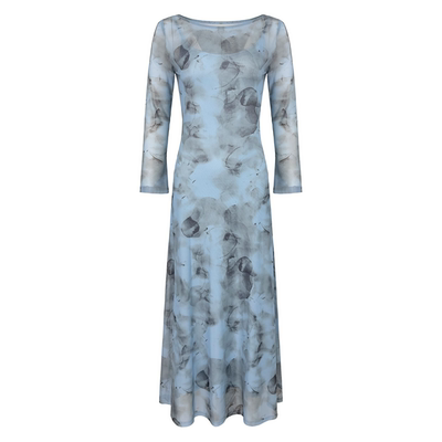 【研研】新款气质百搭印花网纱吊带连衣裙小众设计吊带裙240-338