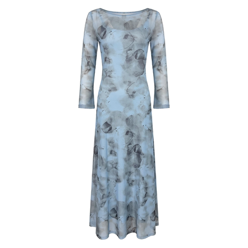 【研研】新款气质百搭印花网纱吊带连衣裙小众设计吊带裙354-376