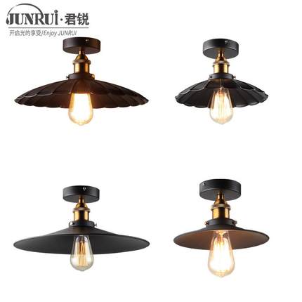 黑色铁艺美式乡村阳台小黑裙吸顶灯loft工业复古个性单头走廊灯