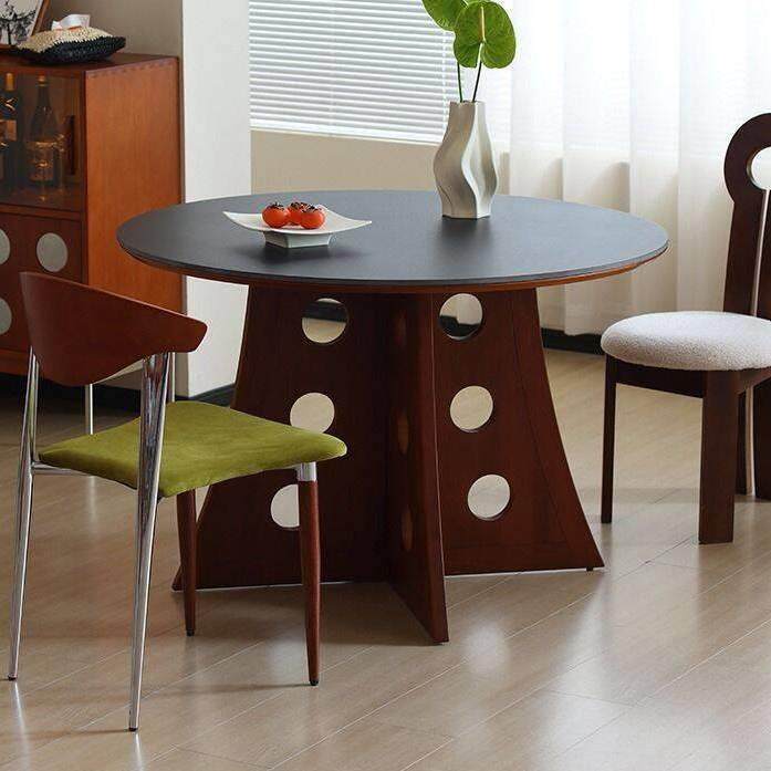 北欧复古圆形餐桌中古风小户型简约实木岩板圆桌休闲桌电脑会议桌,3C数码配件,USB灯,淘宝优惠券,粉丝福利购,淘宝优惠卷