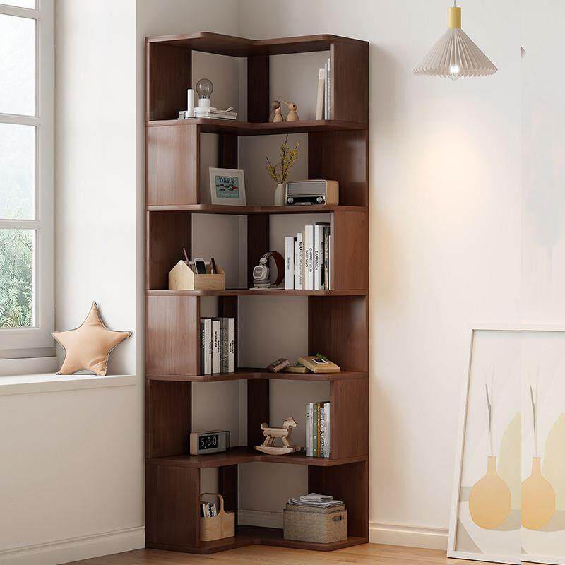 转角实木书架直角书架90度多层收纳架置物架转角书柜收纳柜三角柜