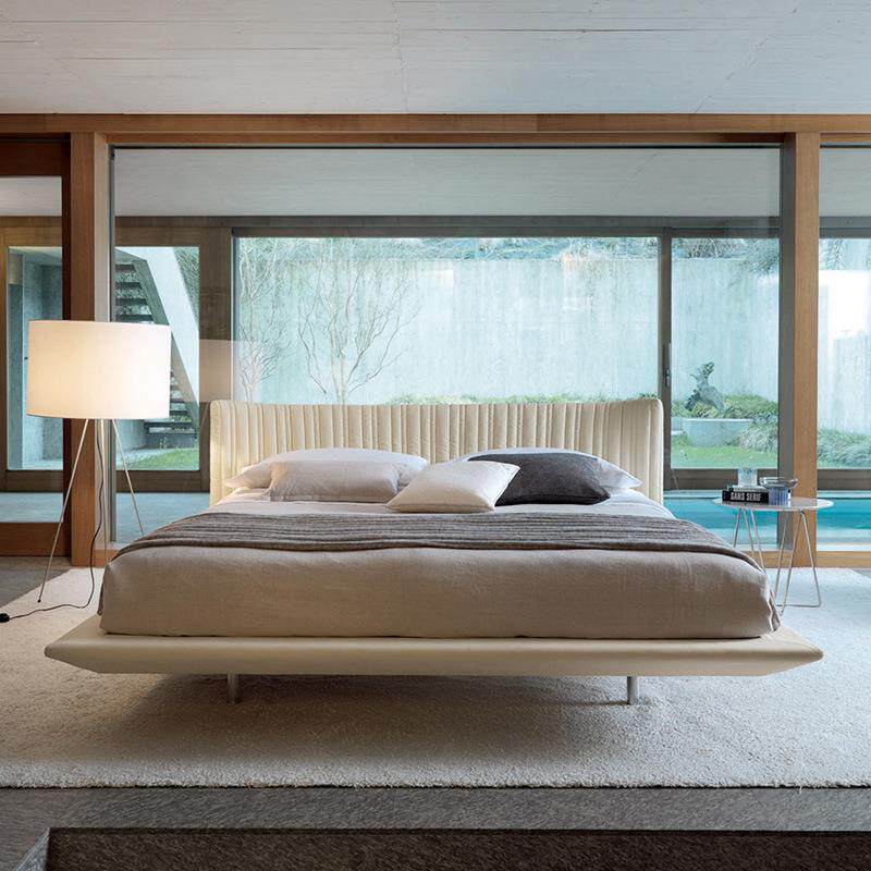 意式极简布艺床高端主卧室1.8米奶油风轻奢网红悬浮床设计师款床