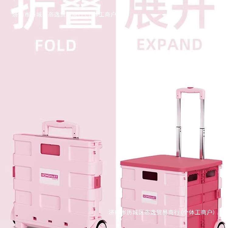 拉杆收纳箱子周转带轮滑户外露营手拉整理折叠小推车漫展学生装书