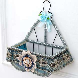 郁金香挂篮情侣熊挂篮布艺杂物收纳筐创意遥控篮铁艺卫生间送粘钩