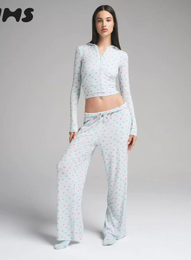 SKIMS HIRE SOFT LOUNGE ZIP UP情人节长袖连帽外套长裤家居服女