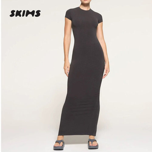 skims卡戴珊开叉螺纹包臀连衣裙