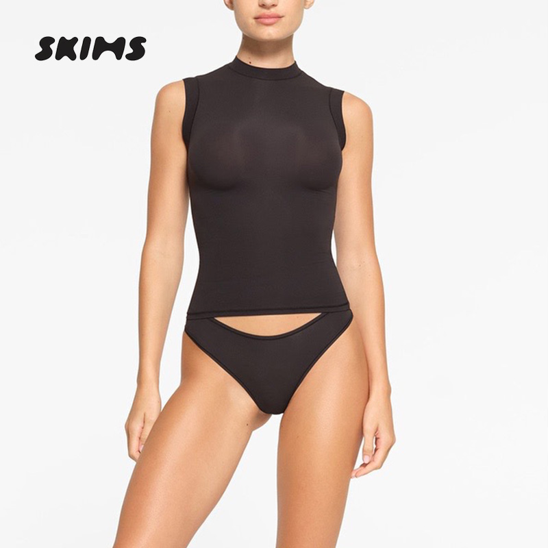 SKIMS卡戴珊高领无袖背心打底衫