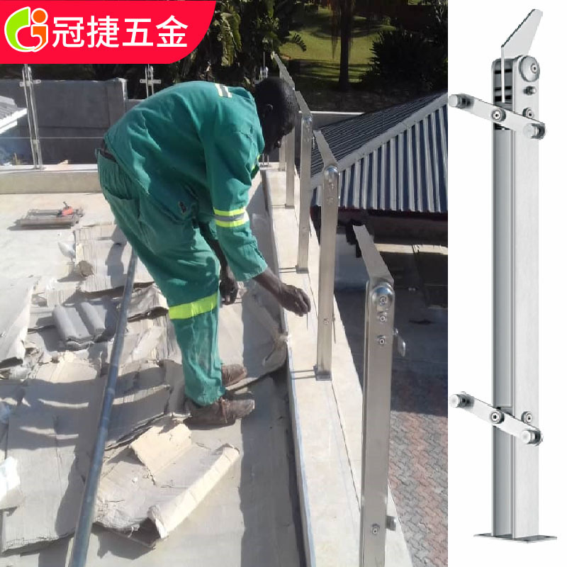 围栏护栏304不锈钢立柱现代简约商场玻璃工程楼梯扶手立柱拉丝