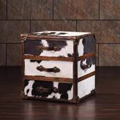 别墅高端毛牛皮客厅卧室床头柜真皮书房奶古风中房角几边几皮箱柜