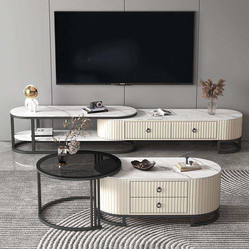 岩板茶几电视柜轻奢现代感家用客厅椭圆形伸缩茶几边几组合,3C数码配件,USB灯,淘宝优惠券,粉丝福利购,淘宝优惠卷