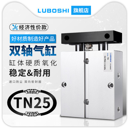 TN25*20X30X40X50X75X100X125x150x200x300x400x500S带磁双轴气缸