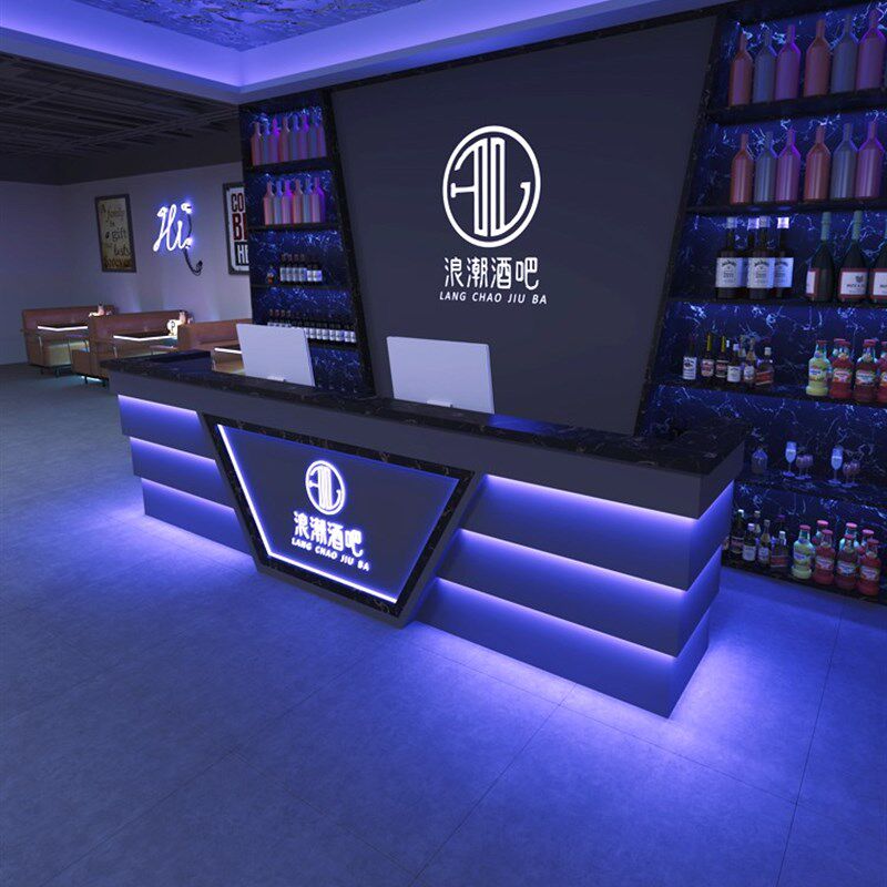 工业风酒吧台球厅吧台KTV会所健身房前台收银台网咖电竞接待吧台