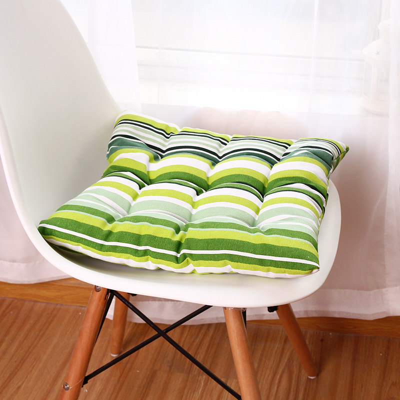 清新田园绿色条纹加厚坐垫椅垫四季办公室学生电脑椅子座垫子布艺,居家布艺,椅垫,淘宝优惠券,粉丝福利购,淘宝优惠卷