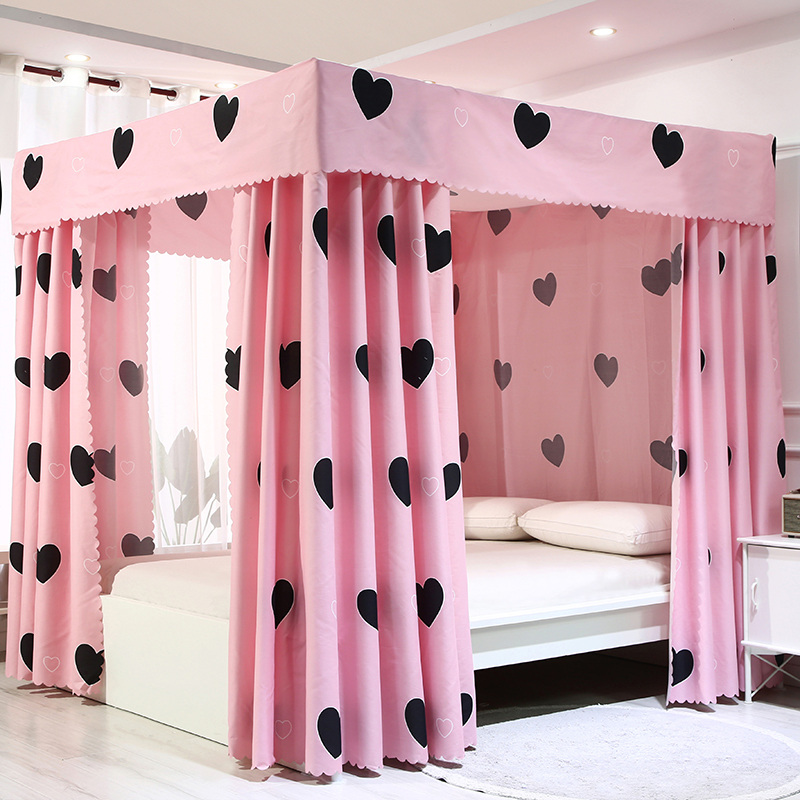 双层蚊帐床帘一体式家用欧式带支架1.8m蚊账1.5米2公主风遮光床幔