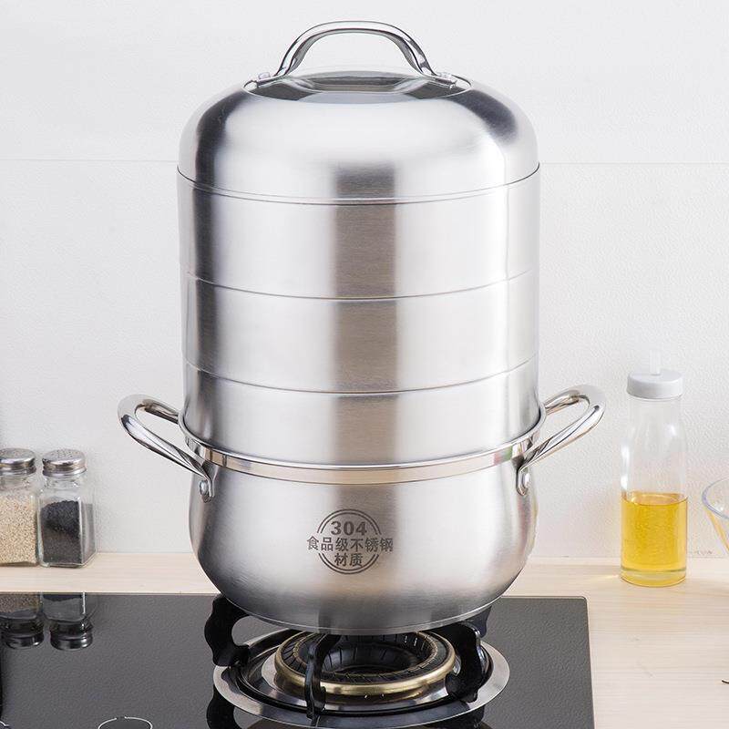 304不锈钢家用三层蒸锅多功能皇后锅加厚双耳电磁蒸锅食品级家用