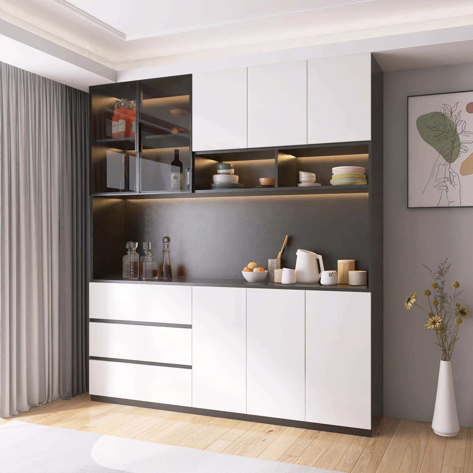 餐边柜酒柜一体现代简约高柜实木多层板茶水柜餐厅多功能收纳柜